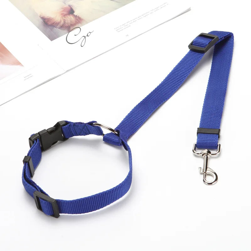2-in-1 Adjustable Pet Car Seat Belt & Leash – Safety Travel Harness for Dogs & Cats