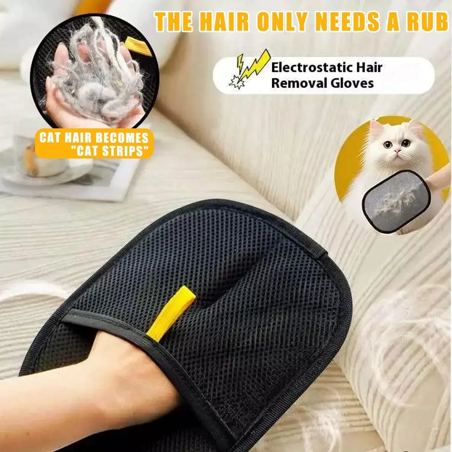 Pet Hair Remover Glove – Deshedding Brush for Dogs, Cats & Furniture