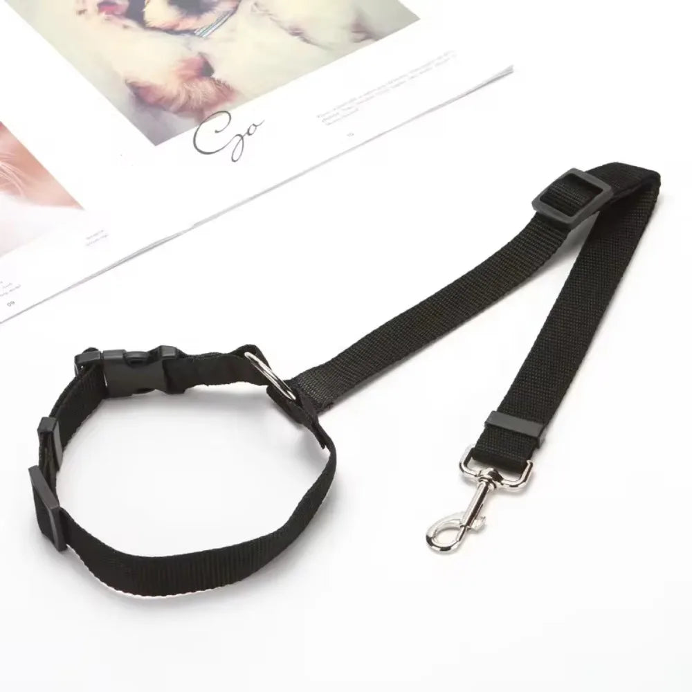 2-in-1 Adjustable Pet Car Seat Belt & Leash – Safety Travel Harness for Dogs & Cats