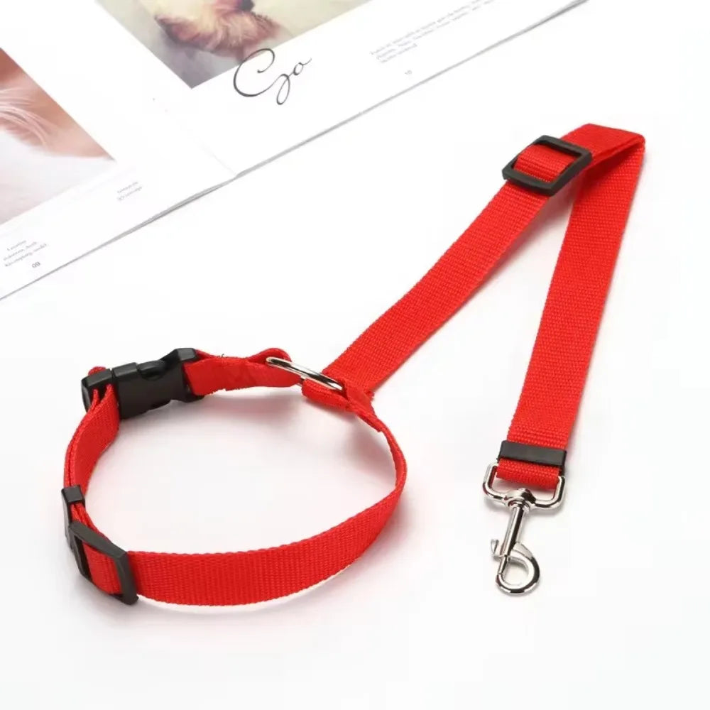 2-in-1 Adjustable Pet Car Seat Belt & Leash – Safety Travel Harness for Dogs & Cats