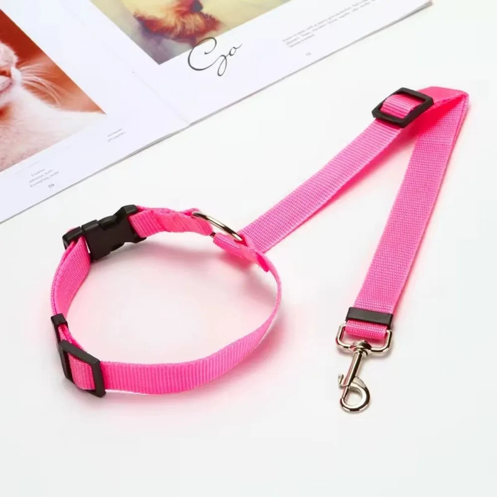2-in-1 Adjustable Pet Car Seat Belt & Leash – Safety Travel Harness for Dogs & Cats