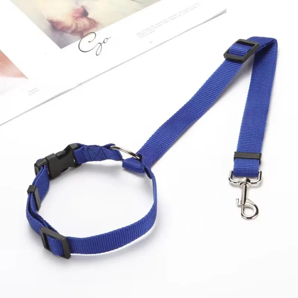 2-in-1 Adjustable Pet Car Seat Belt & Leash – Safety Travel Harness for Dogs & Cats