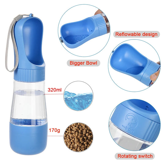 2-in-1 portable Pet Water & Food Bottle